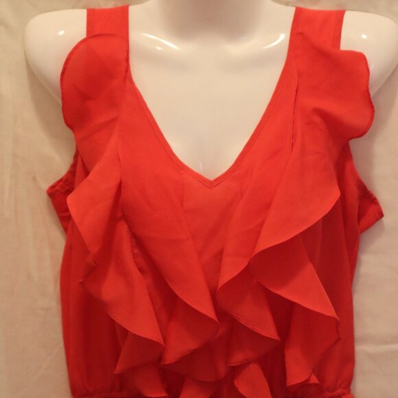 Metaphor- Women's Coral/ Salmon Ruffle Top sleeveless Sz. Small - Picture 1 of 12